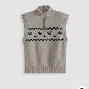 Cider | Mountain and Dragon Knitted Vest | Quarter Zip | Tan/Black | size XL
